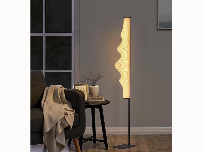 Chinese Artistic Floor Lamp &ndash; GaoShanLiuShui Style, 3-Color LED, 90cm Shade