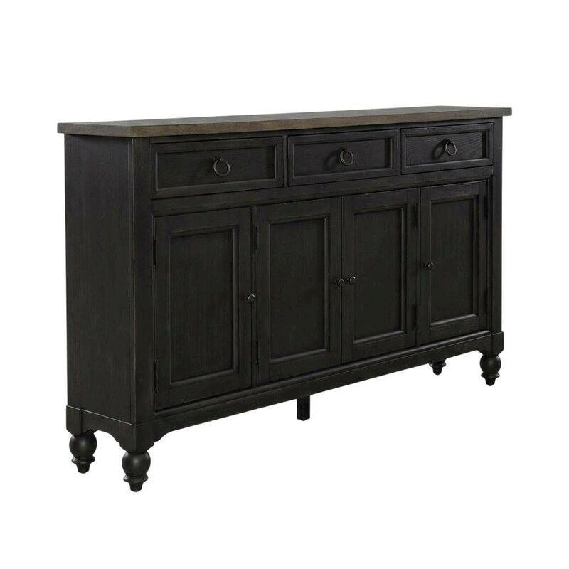 Liberty Furniture Farmhouse Hall Buffet Cabinet with Storage, Solid and Manufactured Wood, Brown image number 2