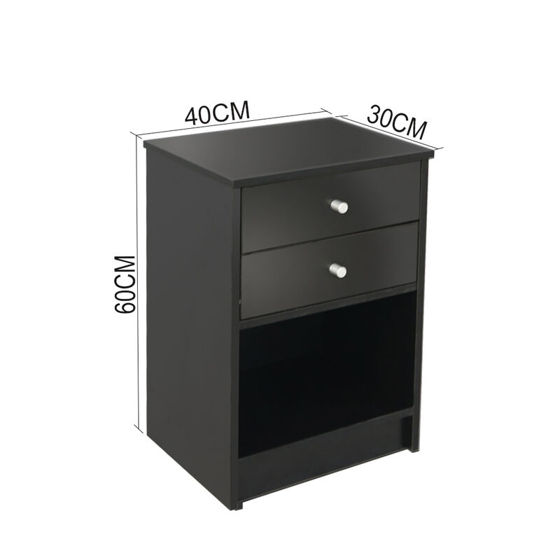 2-Drawer Nightstand Stylish Design with Round Handles for Bedroom Storage and Decor