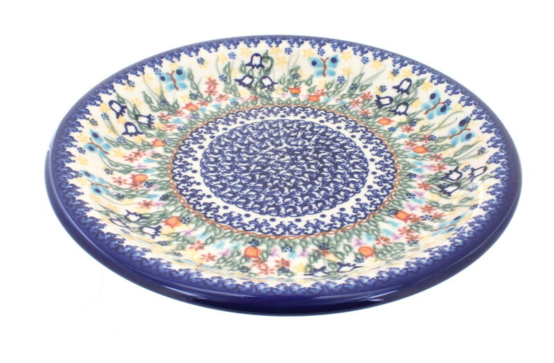 Blue Rose Polish Pottery Aztec Flower Dinner Plate