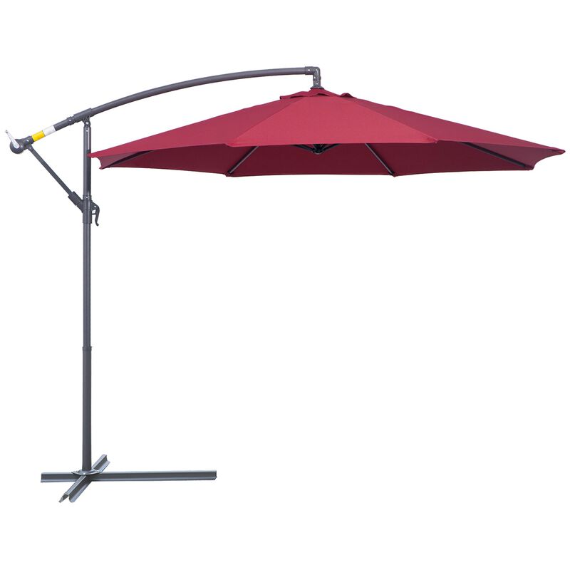 Vibrant Flexible Shade: 10' Red Cantilever Patio Umbrella with Tilt Function