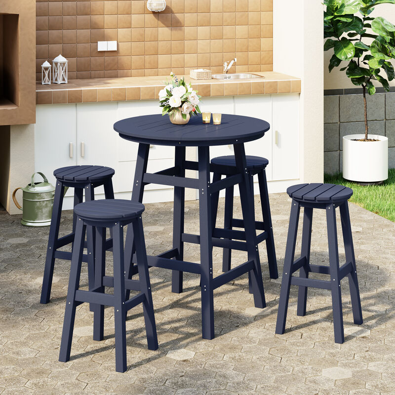 WestinTrends 5-Piece HDPE Outdoor Patio Dining Bar Bistro Table Set with Bar Stools