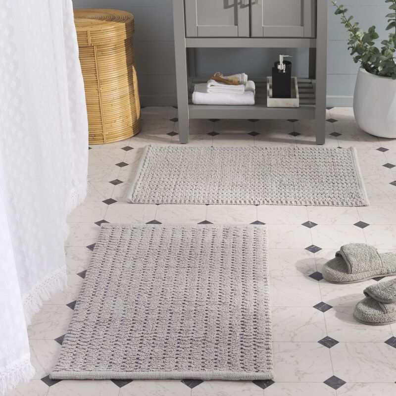 Oliva Textured Hatched PMB902 Set of 2 Bathmat image number 1