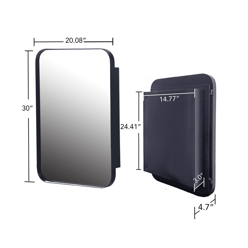 ELEMENT ACE Recessed Metal Framed Medicine Cabinet with Adjustable Shelves and Mirror image number 2