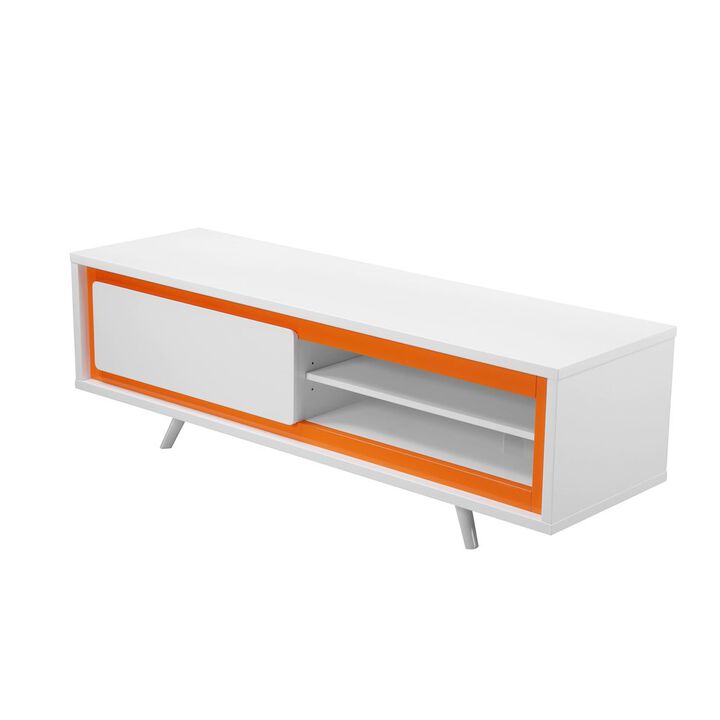 Pangea Home Hal Short Tv Stand White & Orange Combo
