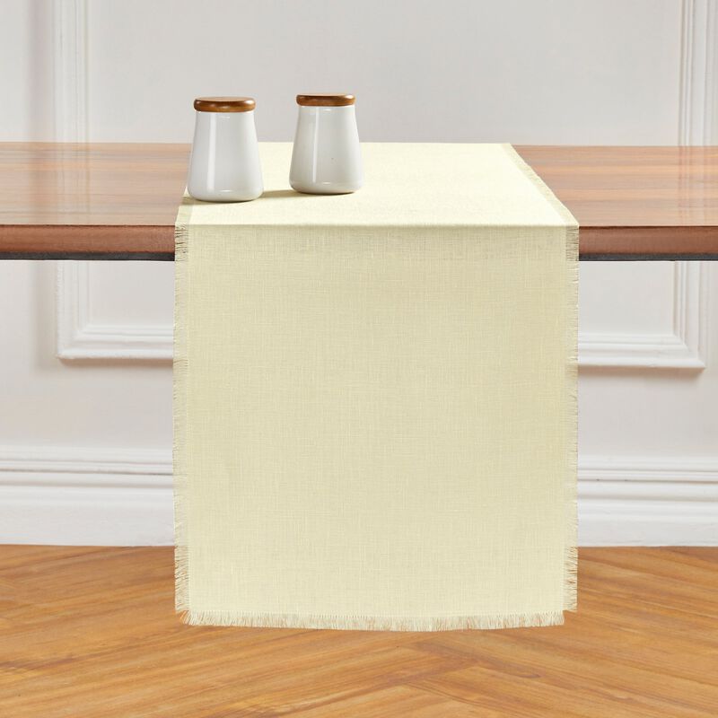 Solino Home Fringe 100% Linen Table Runner &ndash; Handcrafted, Machine Washable, Perfect for Holiday and Everyday Dining
