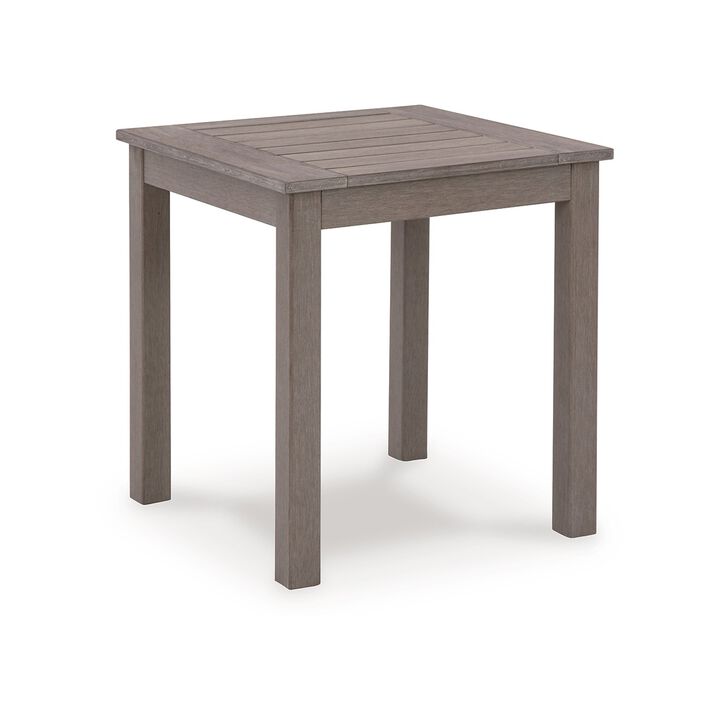 Karo 24 Inch Outdoor Side End Table, Slatted Top, Modern Style, Taupe Brown - Benzara