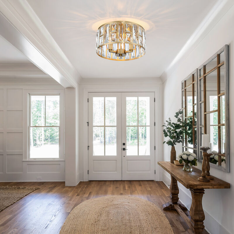 11.89 in Modern Glam 3-Light Dimmable Crystal Flush Mount Ceiling Light image number 6