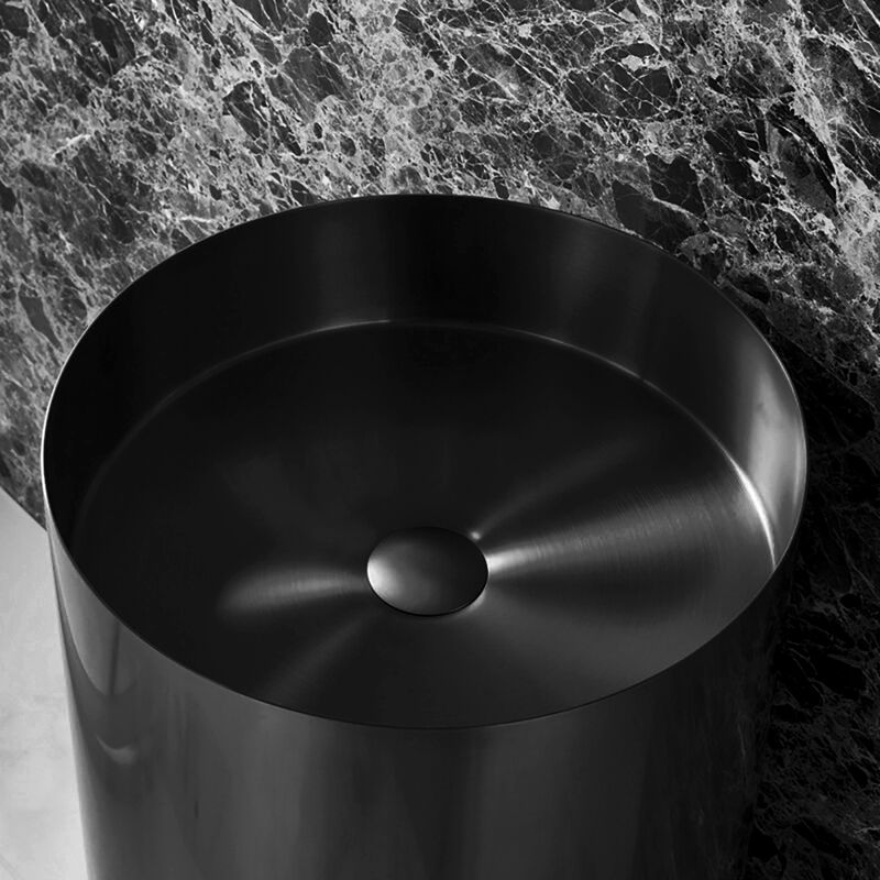 Deluxe stainless steel column basin Black