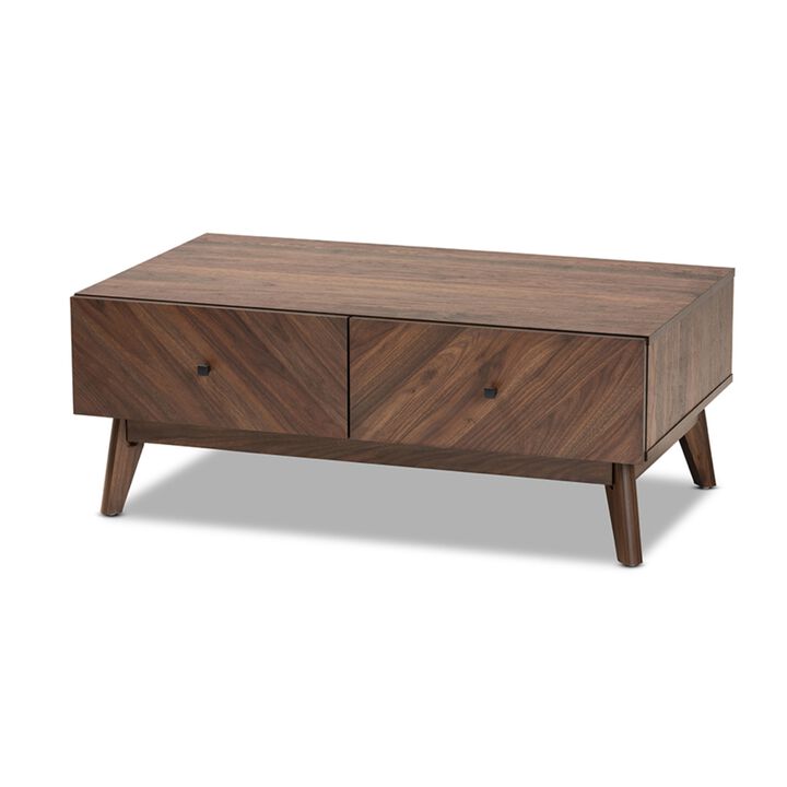 Baxton Studio Hartman Mid-Century Modern Walnut Brown Finished Wood Coffee Table