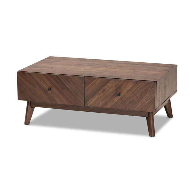 Baxton Studio Hartman Mid-Century Modern Walnut Brown Finished Wood Coffee Table