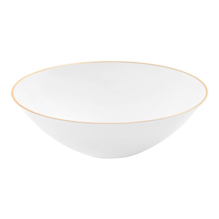 16 oz. White with Gold Rim Organic Round Plastic Soup Bowls (60 Bowls)