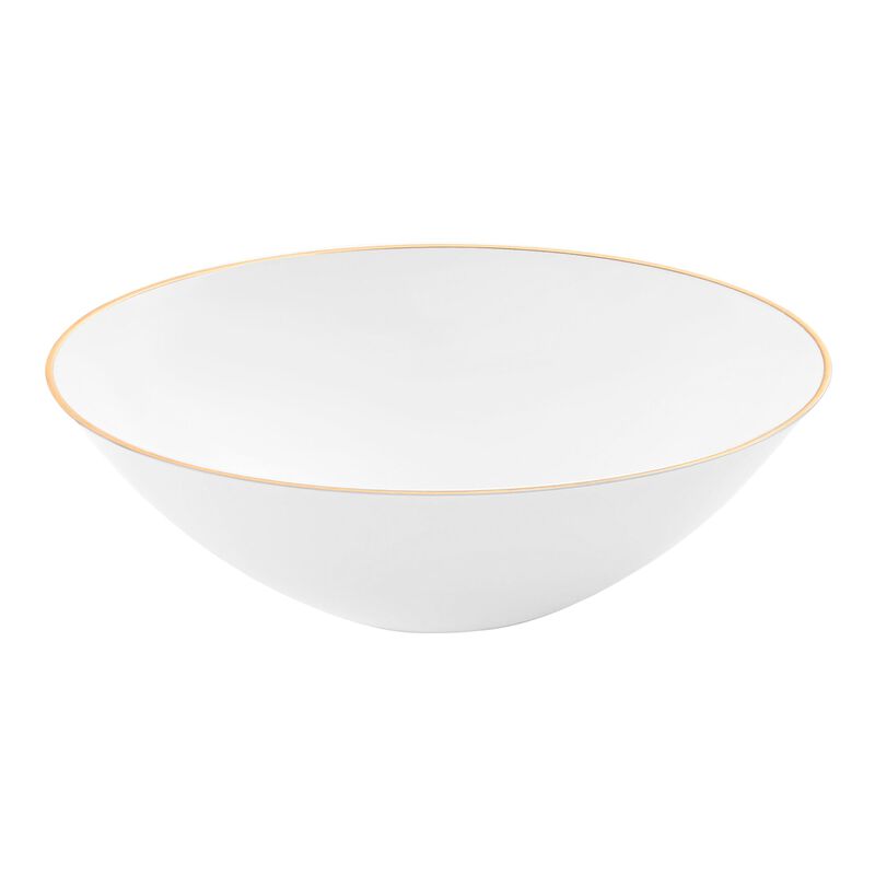 16 oz. White with Gold Rim Organic Round Plastic Soup Bowls (60 Bowls) image number 0