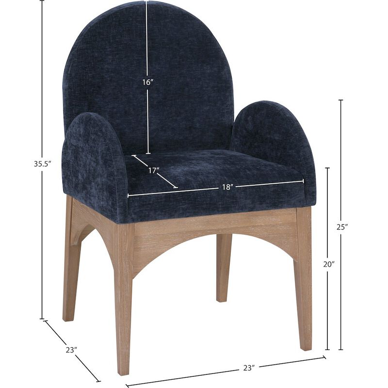Meridian Furniture Waldorf Navy Chenille Fabric Dining Chair