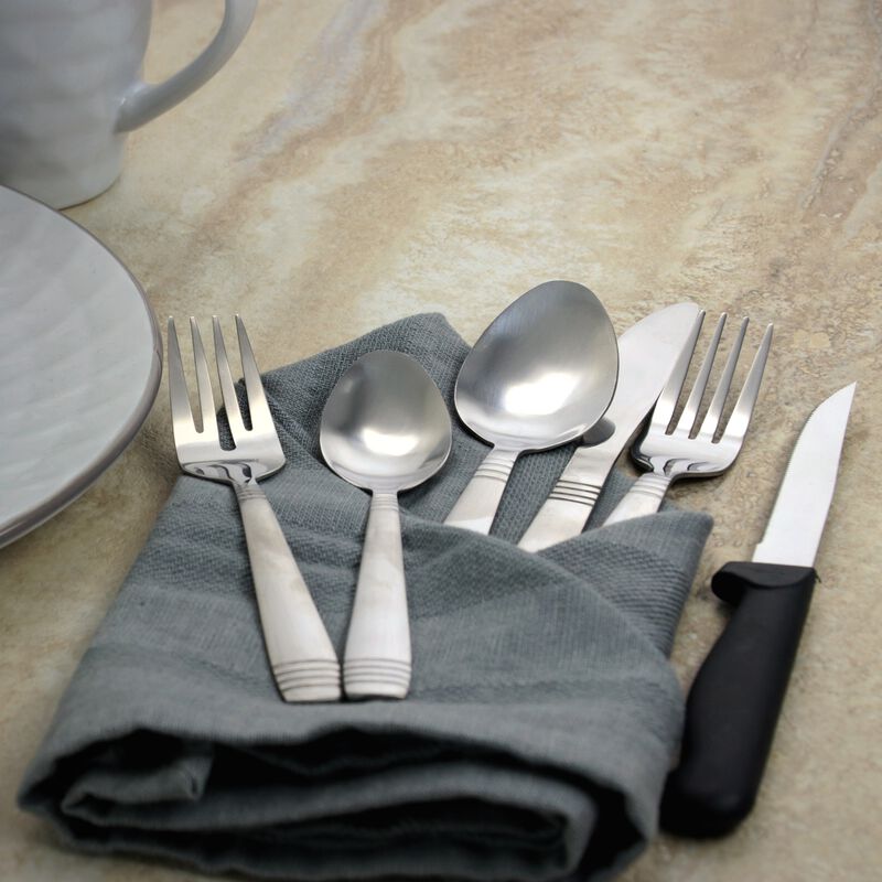 Gibson Palmore Plus 24 Piece Stainless Steel Flatware Set with 4 Steak Knives