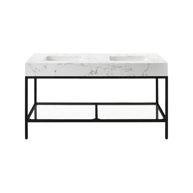 Meridian Furniture Marmo White Engineered Marble Bathroom Vanity