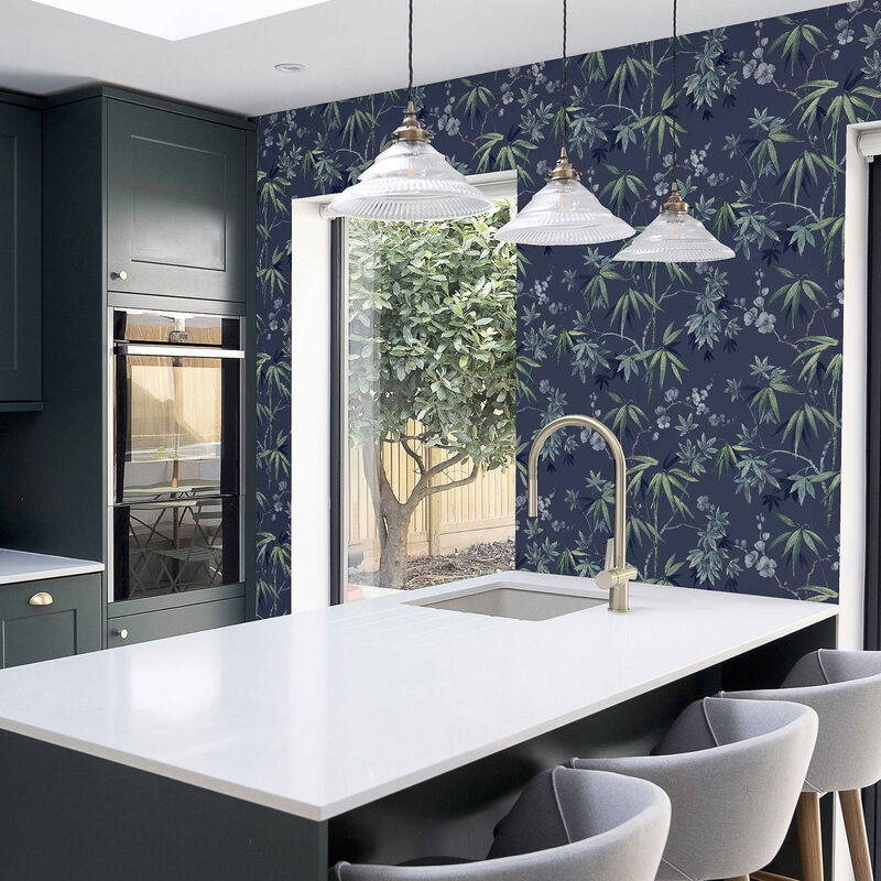 Desi Navy Jasmine Garden Wallpaper image number 4