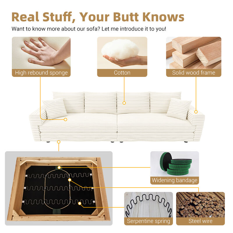 Merax Modern Comfy Upholstered 4-Seat Sofa Cloud Couch