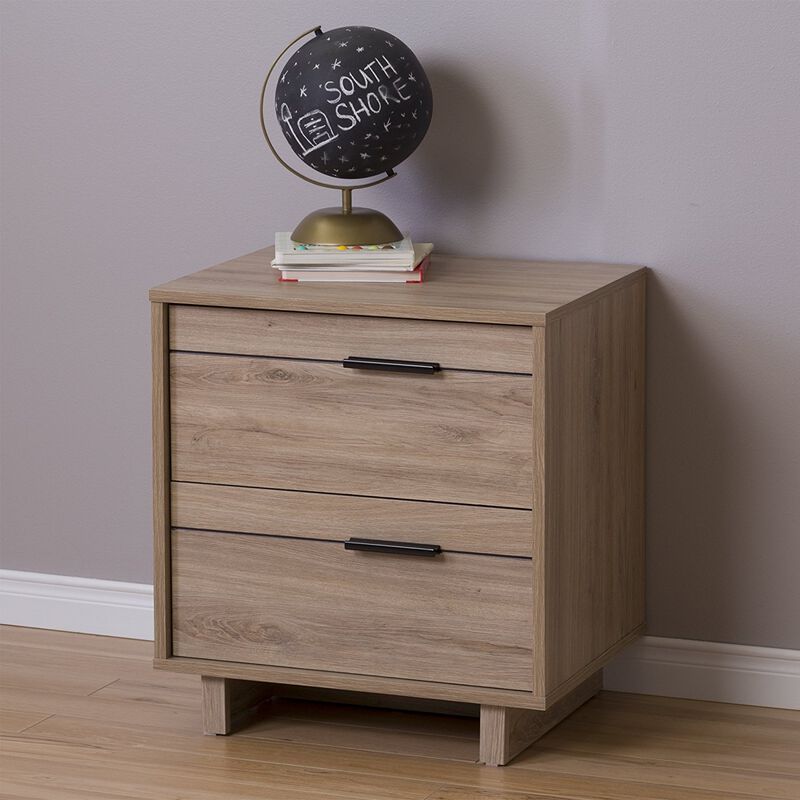 Hivvago Modern 2-Drawer End Table Nightstand in Light Oak Wood Finish