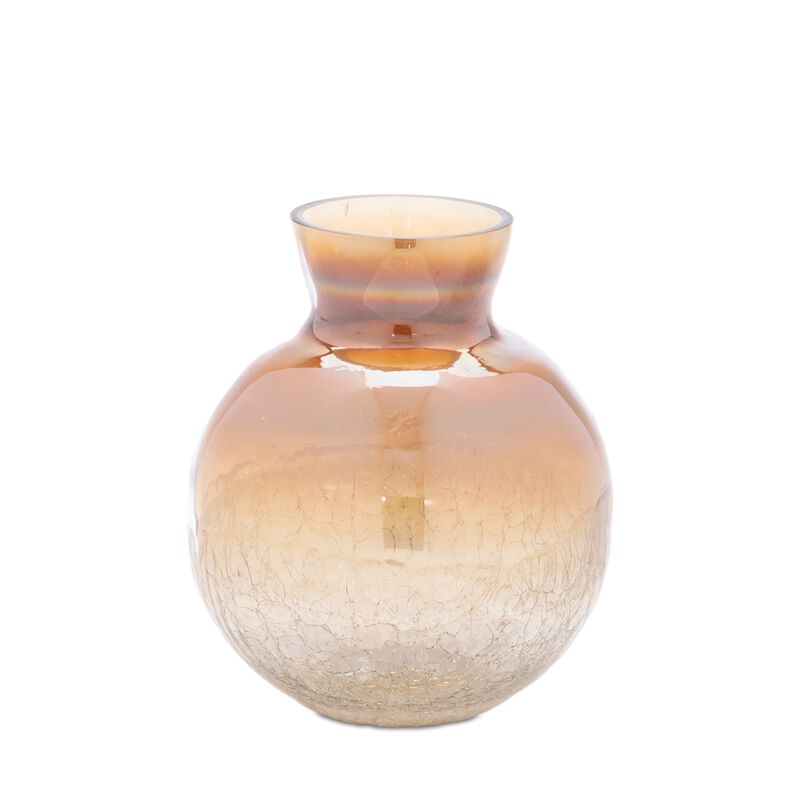 Set of 3 Crackled Glass Bud Vases for Tabletop, Shelf, or Mantel Flower Displays