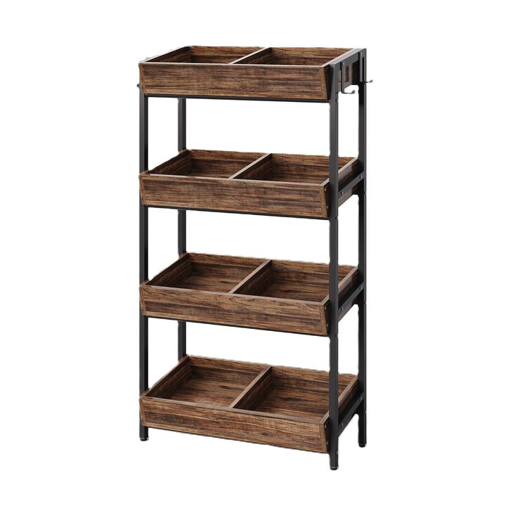 Tribesigns Wood Fruit Vegetable Storage Rack 4-Tier Storage Organizer