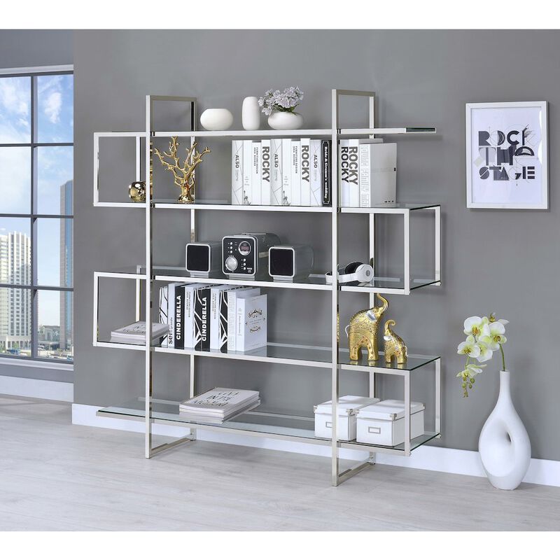 Coaster Elmer 5-shelf Bookcase Chrome and Clear image number 2