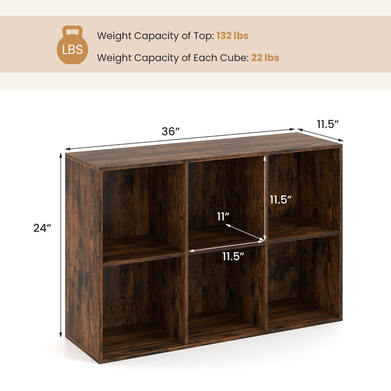 Modern 6-Cube Bookcase with Anti-Tip Kit for Home Storage image number 2