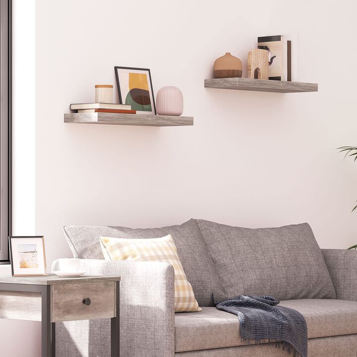 Wall-Mounted Shelf Set of 2, Modern Floating Shelves for Home Storage-Greige