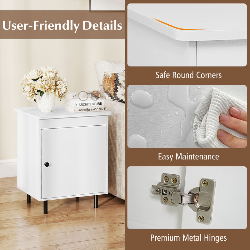 Set of 2 Modern Nightstand End Tables with Doors and Enclosed Storage image number 3