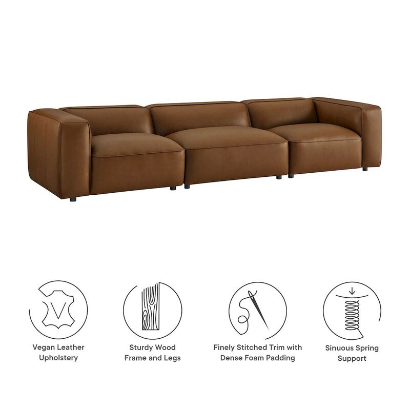 Auren 3-Piece Upholstered Vegan Leather Modular Sofa image number 4