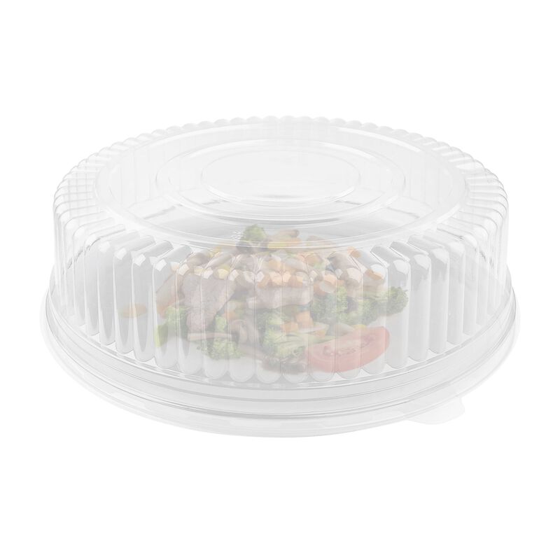 14" Clear Round Plastic Trays with Lids (25 Sets) image number 2