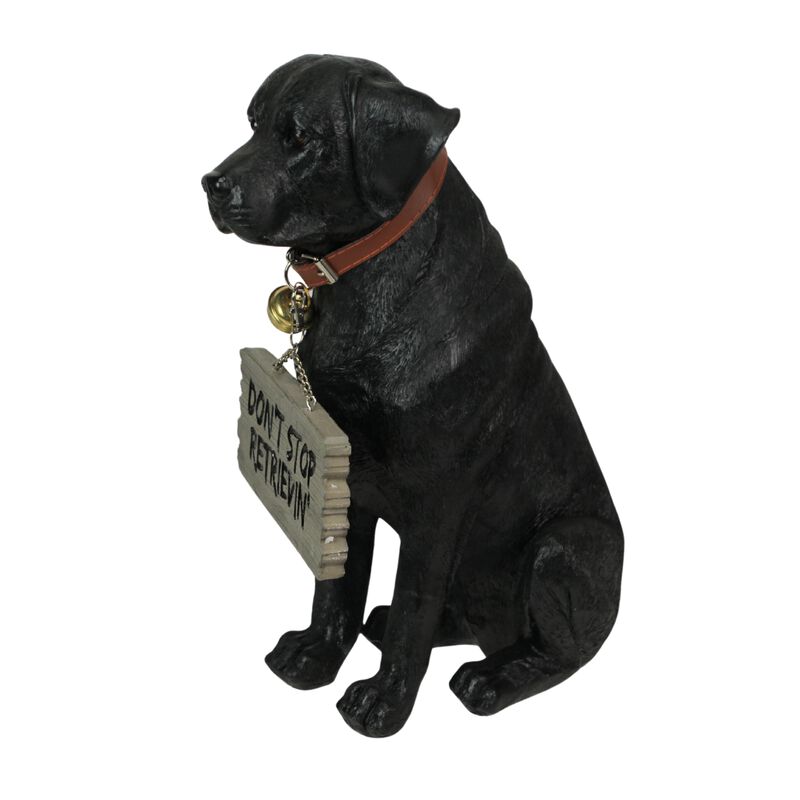 Black Lab Dog Indoor Outdoor Welcome Statue with Reversible Message Sign image number 2