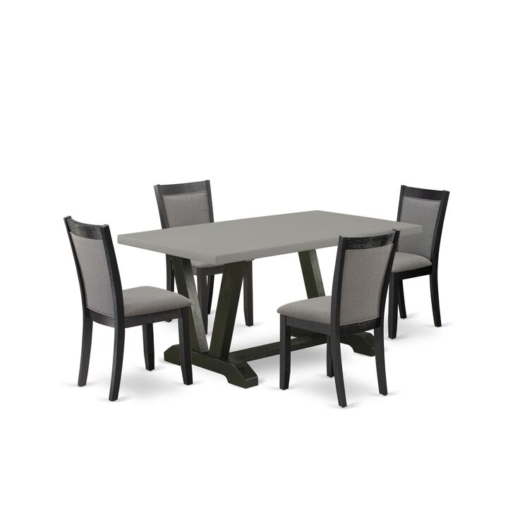 East West Furniture V696MZ650-5 5Pc Dining Set - Rectangular Table and 4 Parson Chairs - Multi-Color Color