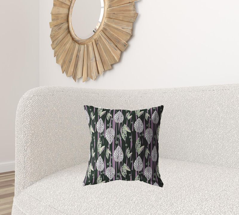Homezia 18"Black Purple Fall Leaves Zippered Suede Throw Pillow image number 5