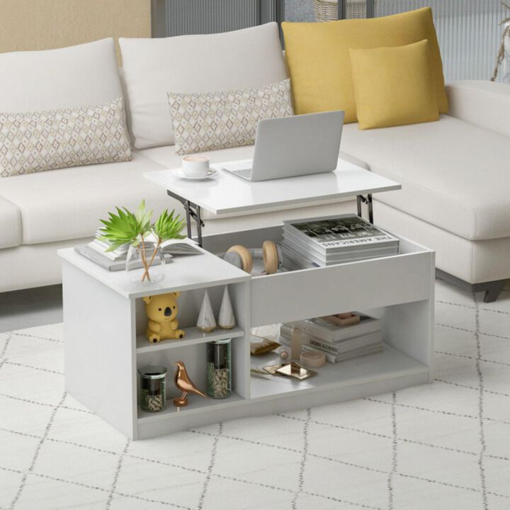 Hivvago Modern Coffee Table with Lift Tabletop and Storage Compartments