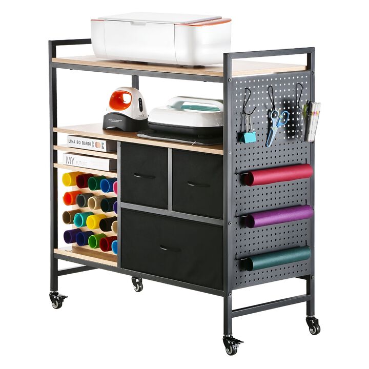 Rolling Craft Table Organizer Cart for Cricut Machines Storage Unit