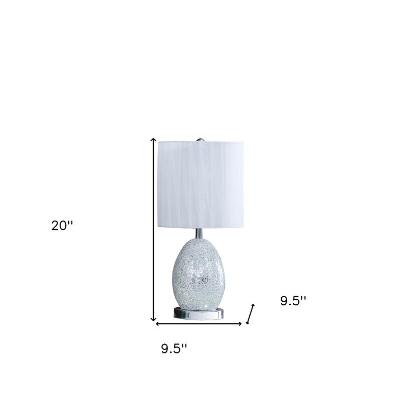 Hivvago 20" White Luster Mirrored Glass Table Lamp With Night Light