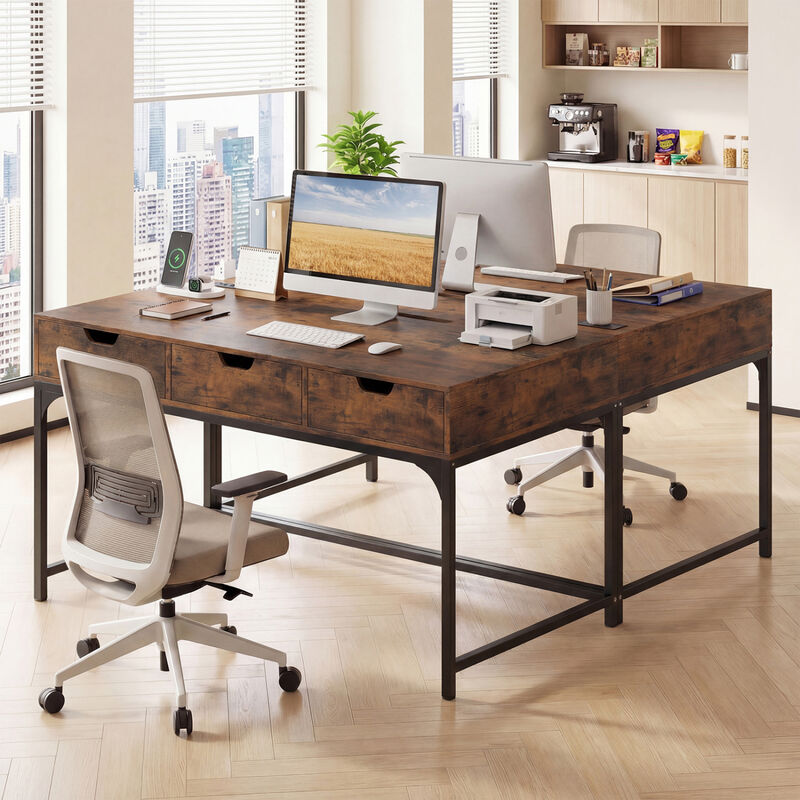 Home Office Desk with Power Outlets and Hidden Storage Compartment image number 5