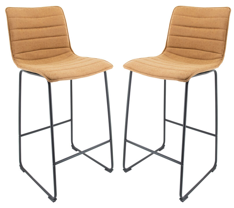 LeisureMod Brooklyn Modern Leather Bar Stool with Footrest