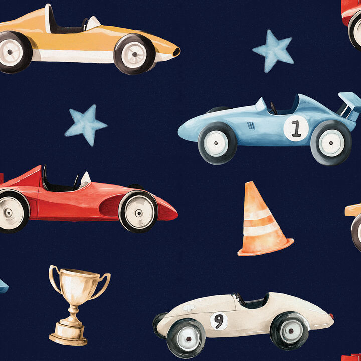 Vintage Race Cars Peel and Stick Wallpaper