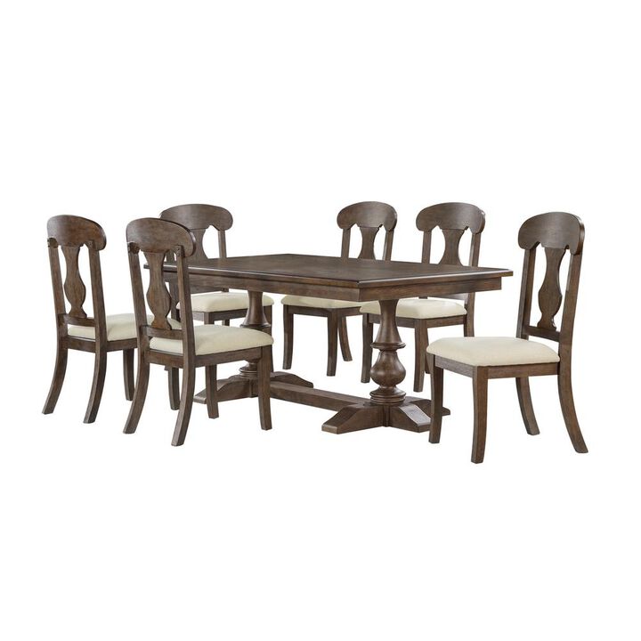 Best Quality Furniture 7pc Traditional  style dining set in rustic oak color