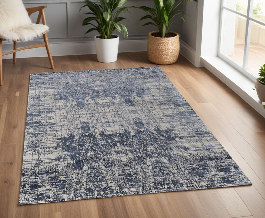 HomeRoots Abstract Hand Woven Worn Faded Area Rug