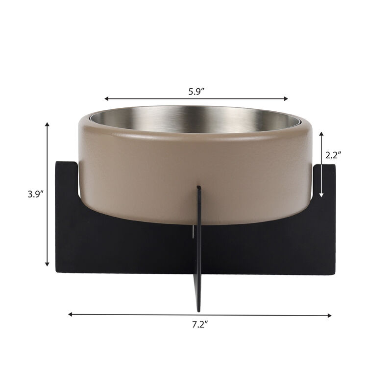 Intersecta Concrete and Stainless Steel Bowl 16oz (2 Cups) with Metal Stand Pet Feeder image number 3