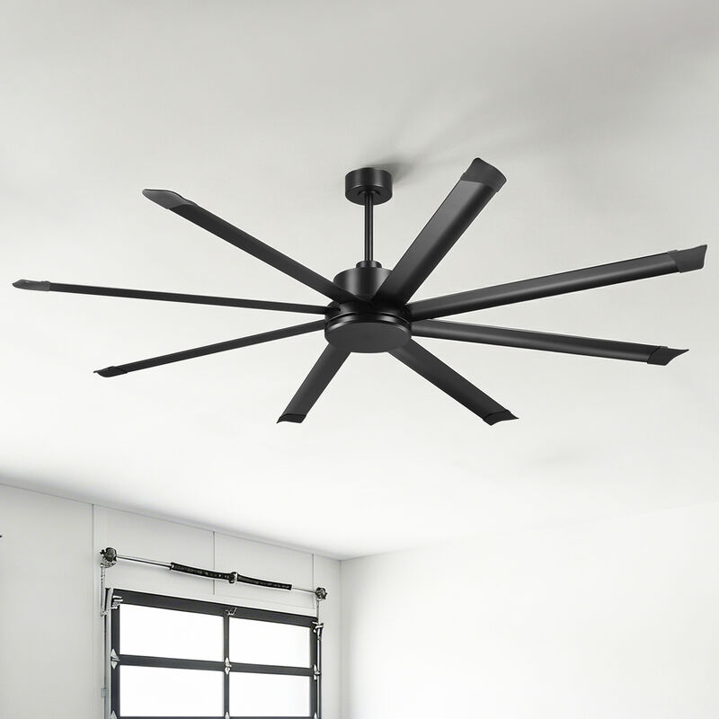 84" Industrial Black Reversible 8 Aluminum Fan Blades Large Ceiling Fan with Remote for Garage, Warehouse, Porch, Living Room image number 1