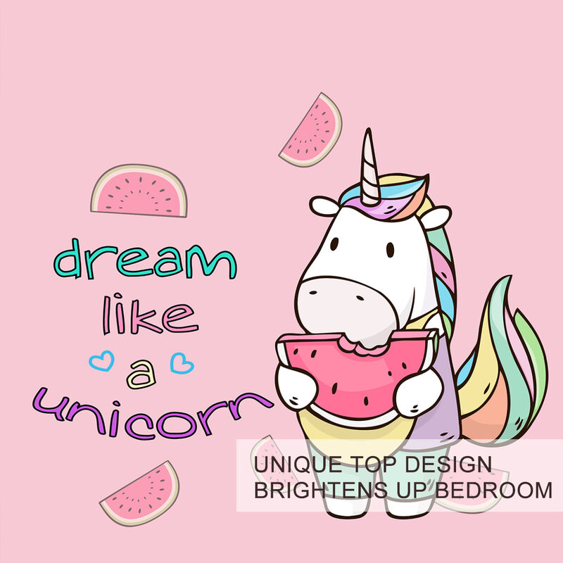 3-Piece Unicorn Watermelon Duvet Cover Set Cute and Colorful Bedding for a Fun and Whimsical Bedroom Decor