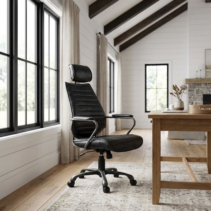 Bison Office Leather Upholstered Executive Office Chair, Industrial Swivel Desk Chair image number 4