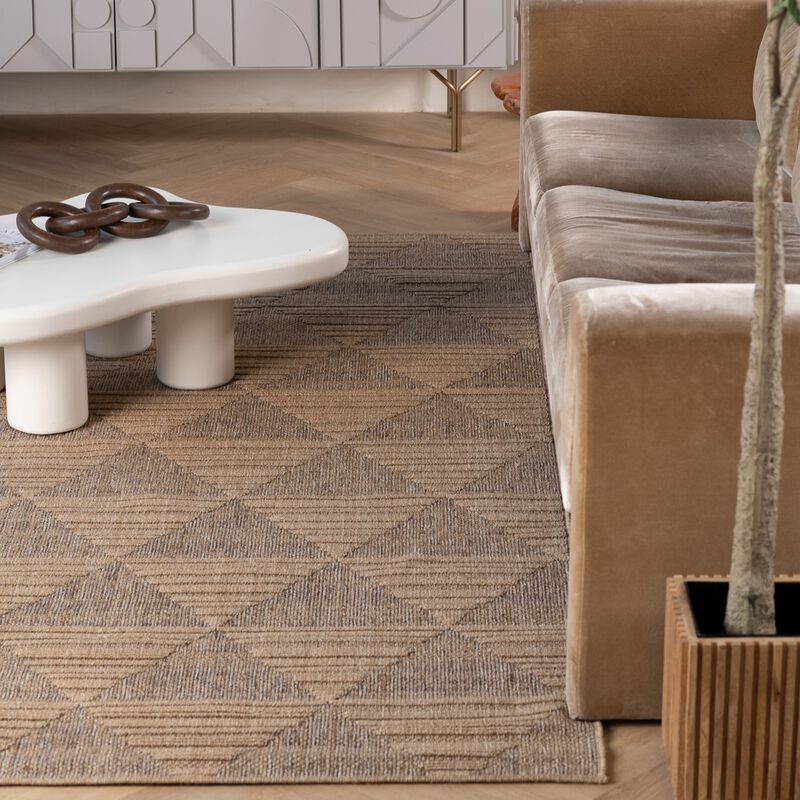 Rug Branch Afaq Contemporary Geometric Brown Beige Indoor Area Rug