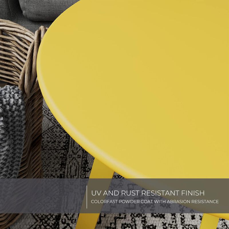 Mondawe Outdoor Side Table,Galvanized Iron Coated Finish,Adjustable Foot Pads,Rust And UV Resistant