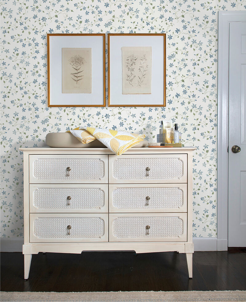 Betsy Blue Heather Floral Trail Wallpaper image number 1