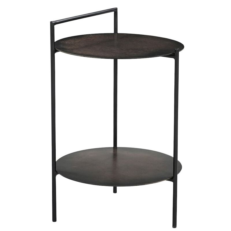 Benji Iron Side Table in Dark Copper Toned Iron